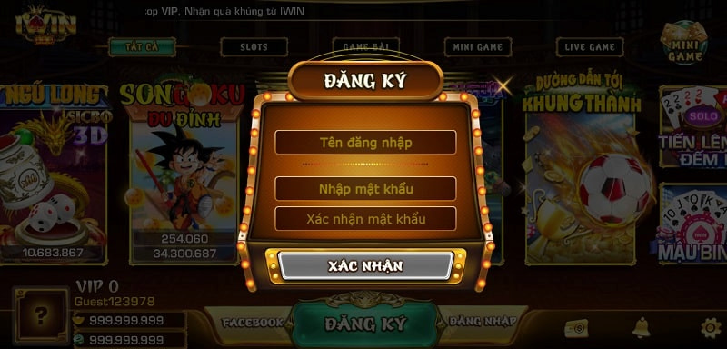 Mở tài khoản nhanh chóng tại Iwin để chơi game